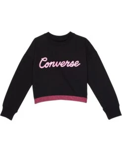 Converse Kids Script Cropped Crew (Big Kids)