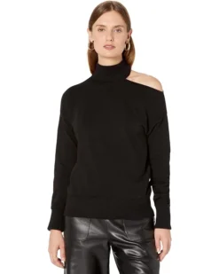 Elliott Lauren Black Magic Cold-Shoulder Mock Neck Sweater