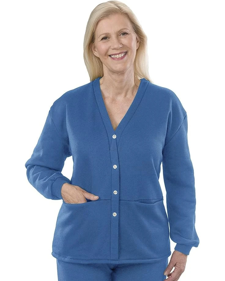 Silverts Plus Size Fleece Cardigan Open Back