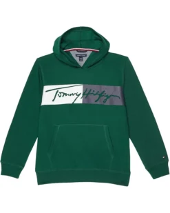Tommy Hilfiger Kids Chest Script Pullover Hoodie (Big Kids)