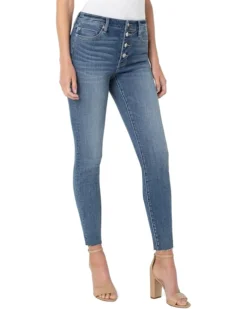 Liverpool Abby High-Rise Ankle Skinny W/ Exposed Button And Cut Hem In Perry