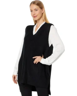 Vince Camuto Shaker Vest V-Neck With High-Low Hem