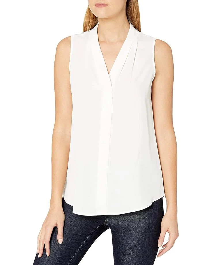 Calvin Klein Women's Sleeveless Blouse With Inverted Pleat (Standard And Plus)