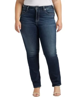 Silver Jeans Co. Plus Size Avery High-Rise Straight Leg Jeans W94443EDB457