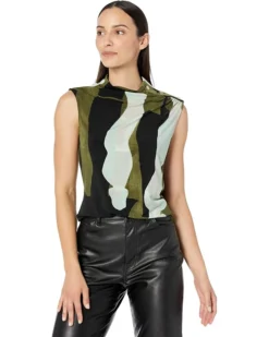 DKNY Sleeveless Printed Blouse