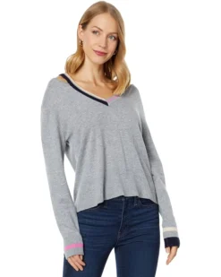 MONROW Wool Cashmere V-Neck Sweater W/ Cutout