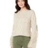 MOON RIVER Cable Weave Fringe Pullover Sweater
