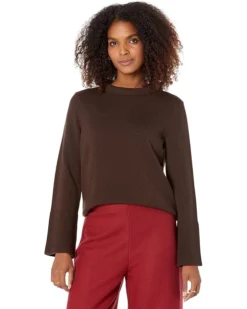 Elliott Lauren Cozy Yarn Wide Sleeve Crew Neck Sweater With Rolled Neckline
