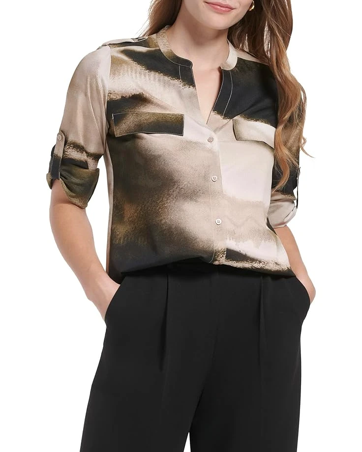 Calvin Klein Printed Crew Neck Roll Sleeve