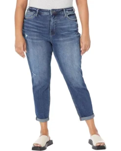 KUT From The Kloth Plus Size Rachael Mom Jeans-Fab Ab- W/ 1" Roll-Up In Beam