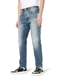 Armani Exchange Distressed Tapered Jeans