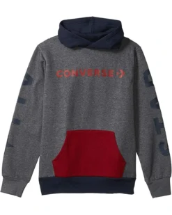 Converse Kids Wordmark Fleece Color Block Pullover Hoodie (Big Kids)