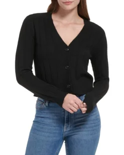 Calvin Klein Crop Three-Button Cardi